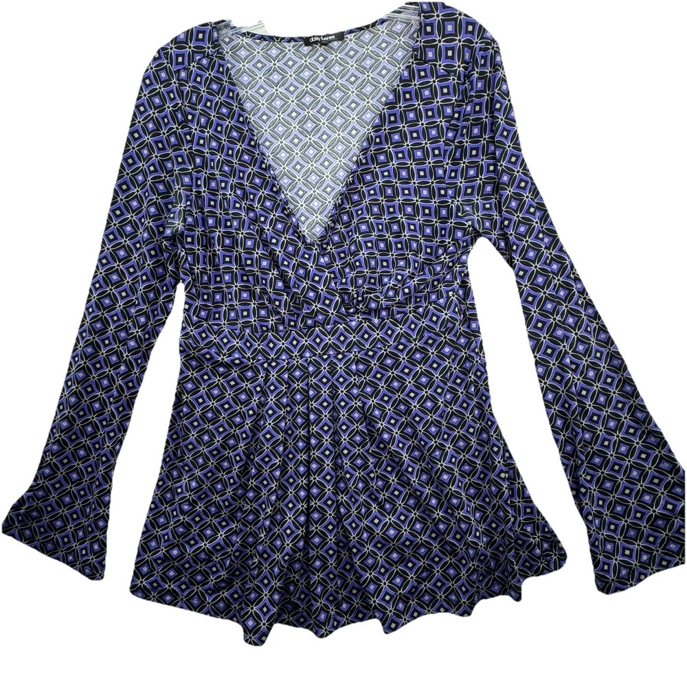 VTG Y2K Babydoll Top Size Medium Geometric Whimsy Whimsigoth Goth Witchy